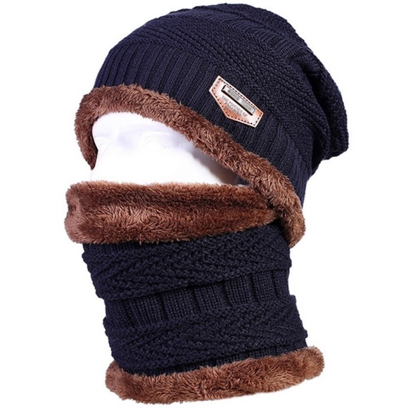 Winter Knit Skull Cap Beanie Hat with Neck Gaiter - Picture 2 of 7